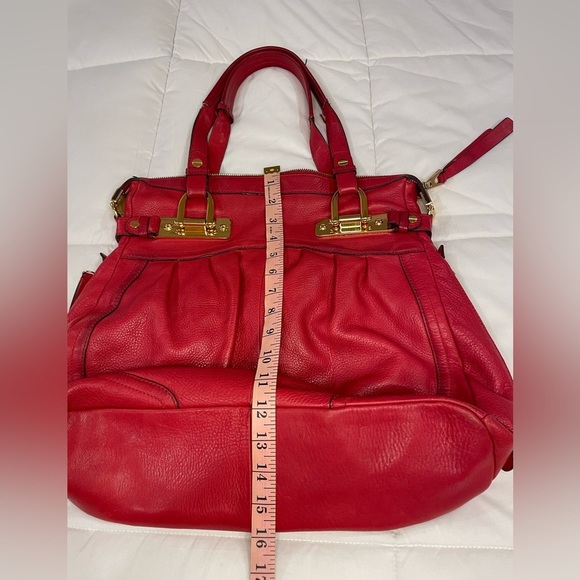 B Makowsky Red Leather Handbag - Picture 11 of 16